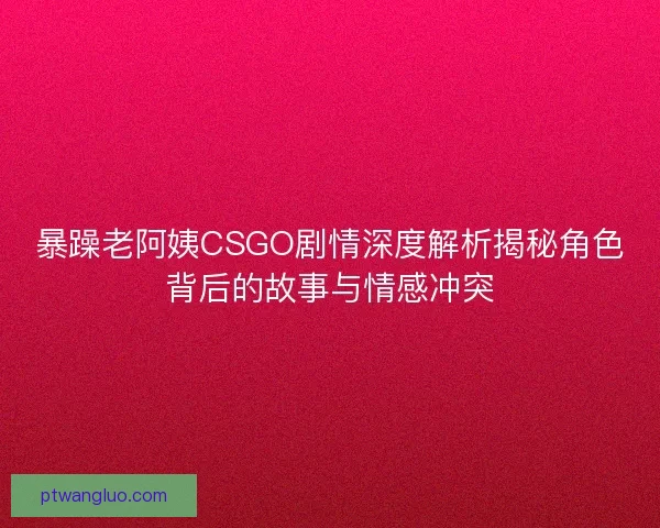 暴躁老阿姨CSGO剧情深度解析揭秘角色背后的故事与情感冲突