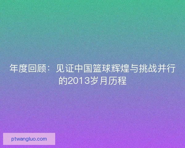年度回顾：见证中国篮球辉煌与挑战并行的2013岁月历程