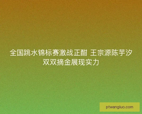 全国跳水锦标赛激战正酣 王宗源陈芋汐双双摘金展现实力